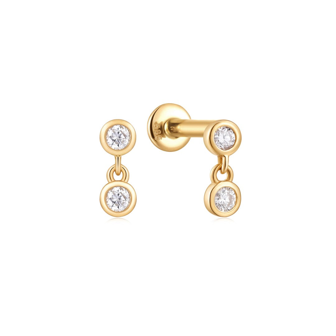 Double Bezel Diamond Dangle Flatback Stud