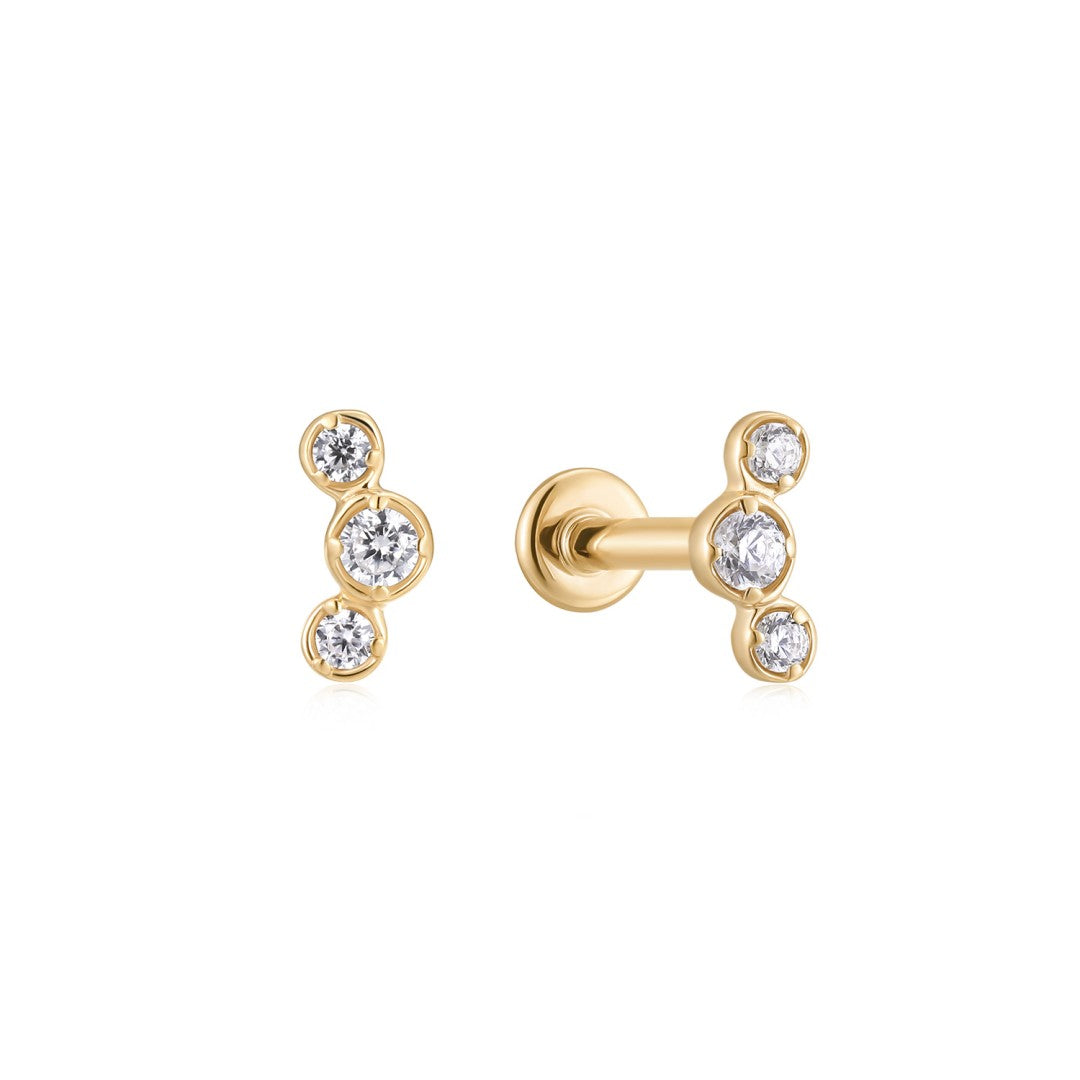 Round Lab-Grown Diamond Trio Flatback Stud