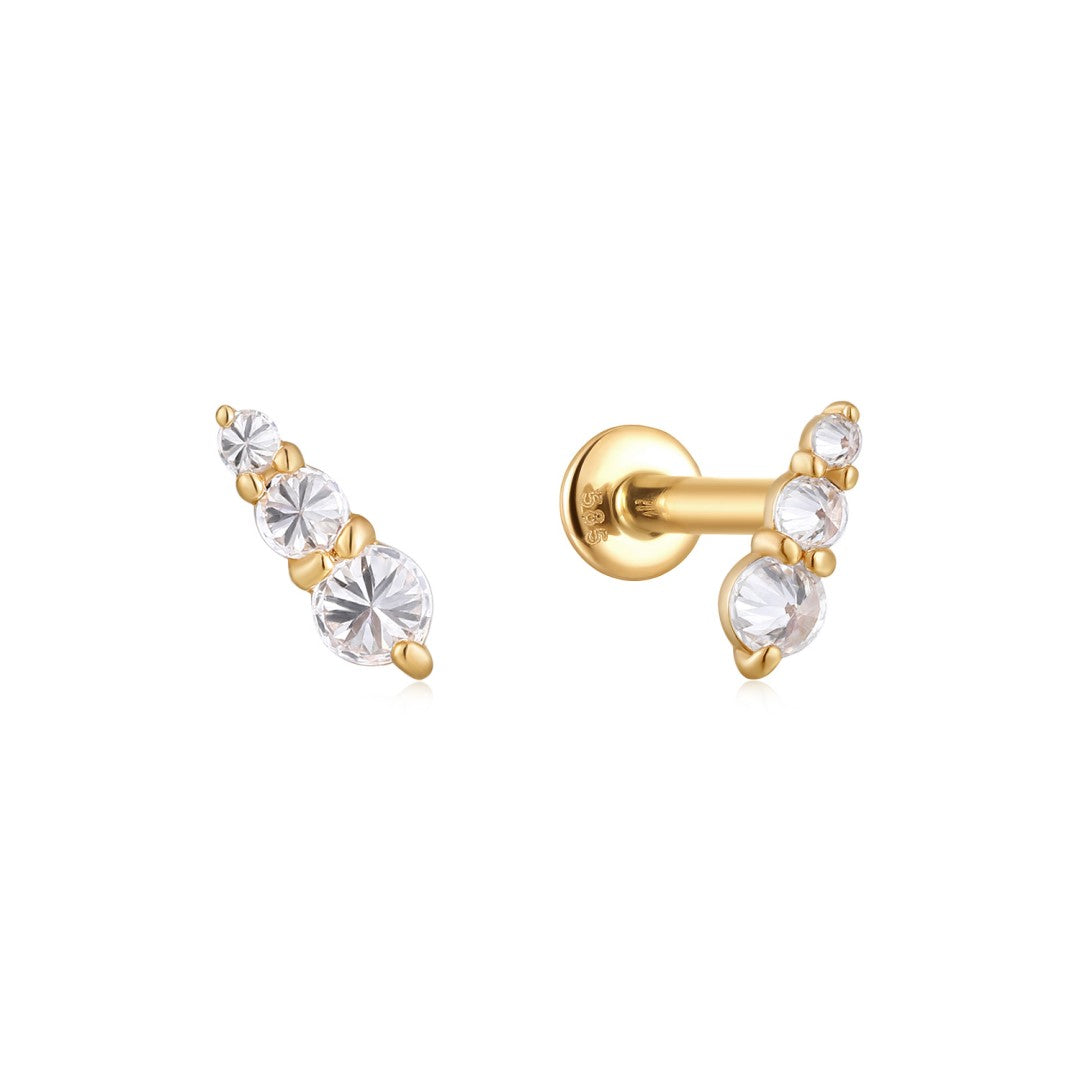 Graduated Lab-Grown Diamond Three-Stone Flatback Stud