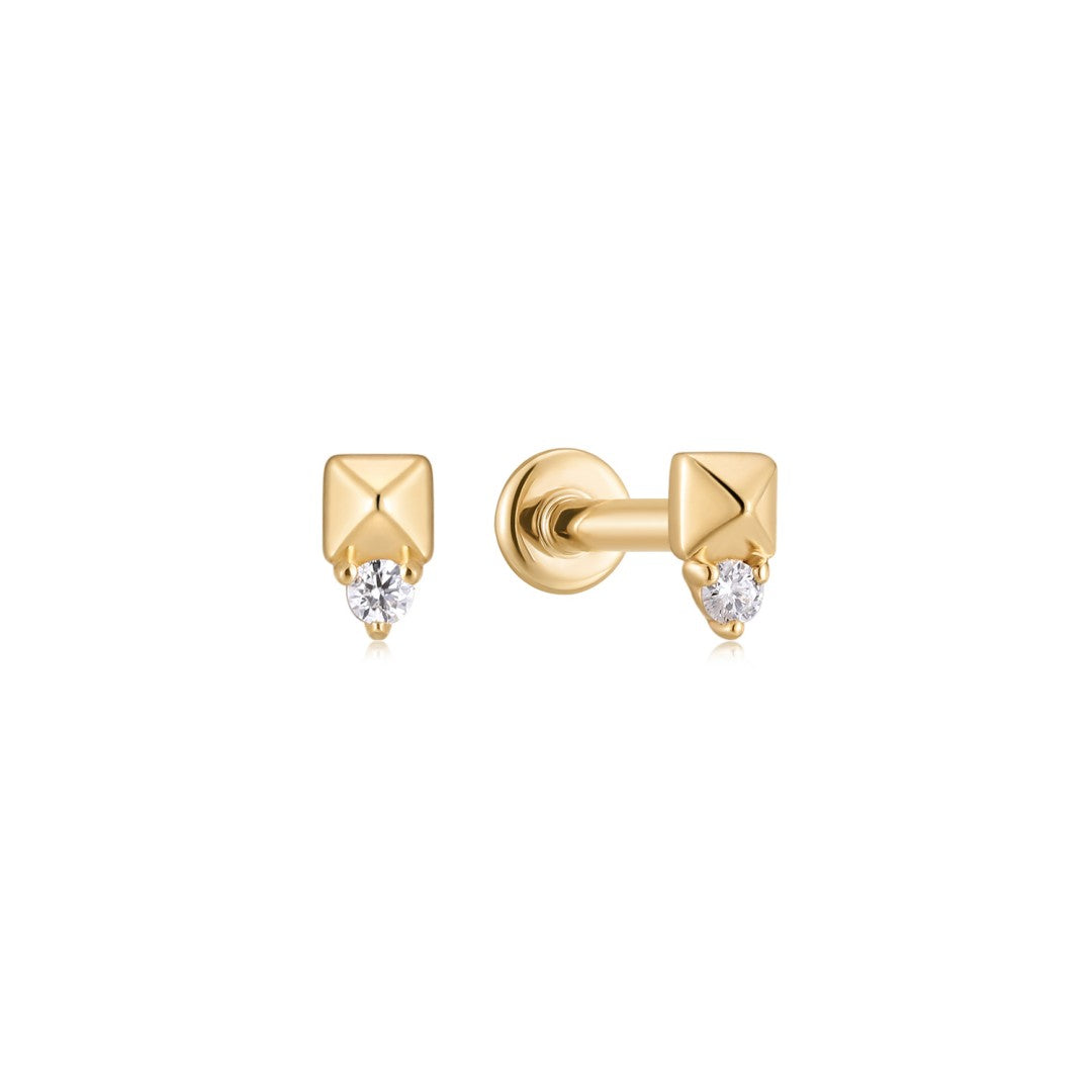 Round Diamond Geometric Flatback Stud