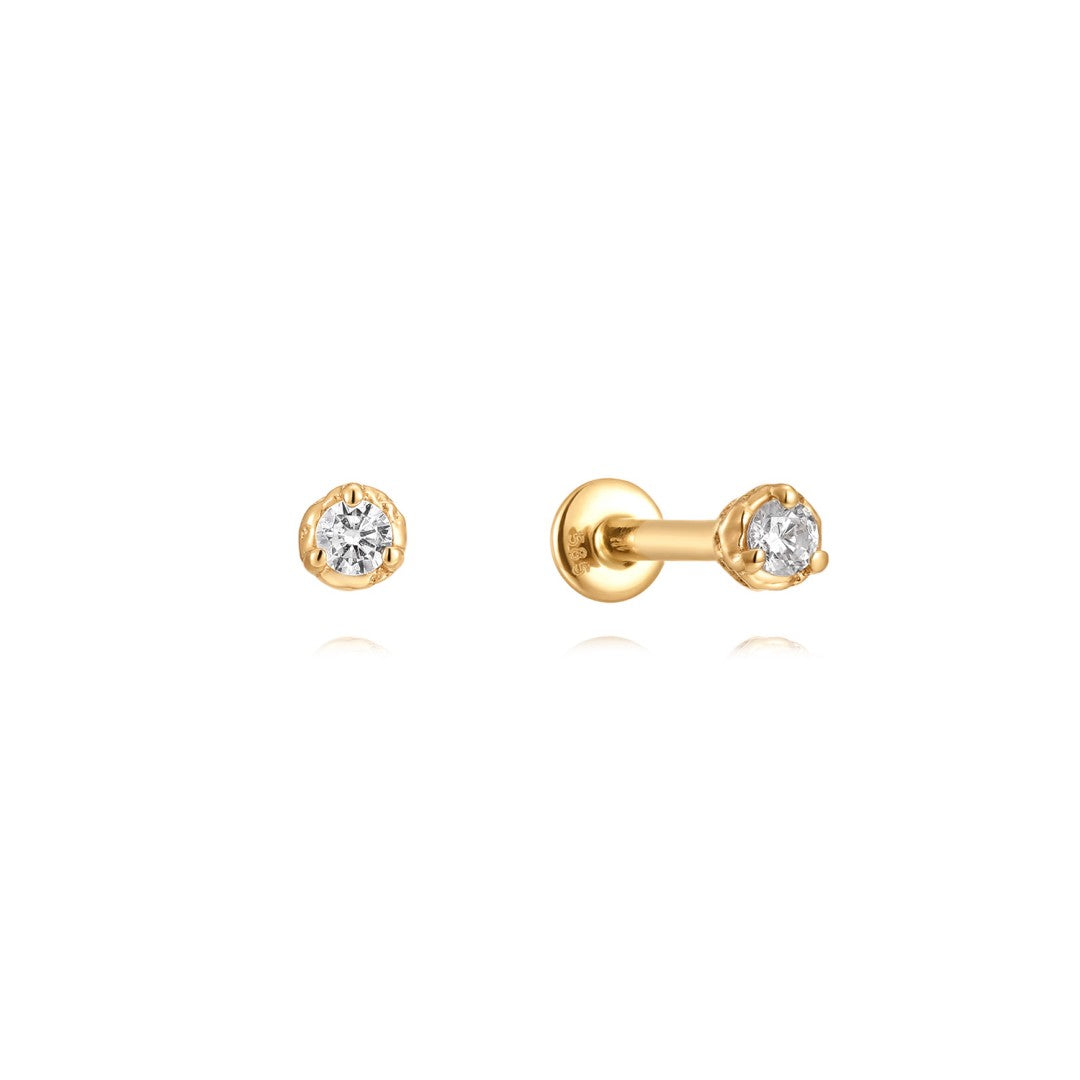 Round Diamond Prong Flatback Stud