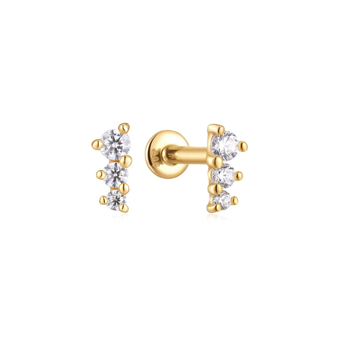 Round Diamond Trio Flatback Stud