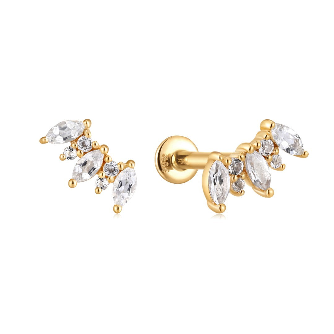 White Sapphire Marquise Cluster Flatback Stud