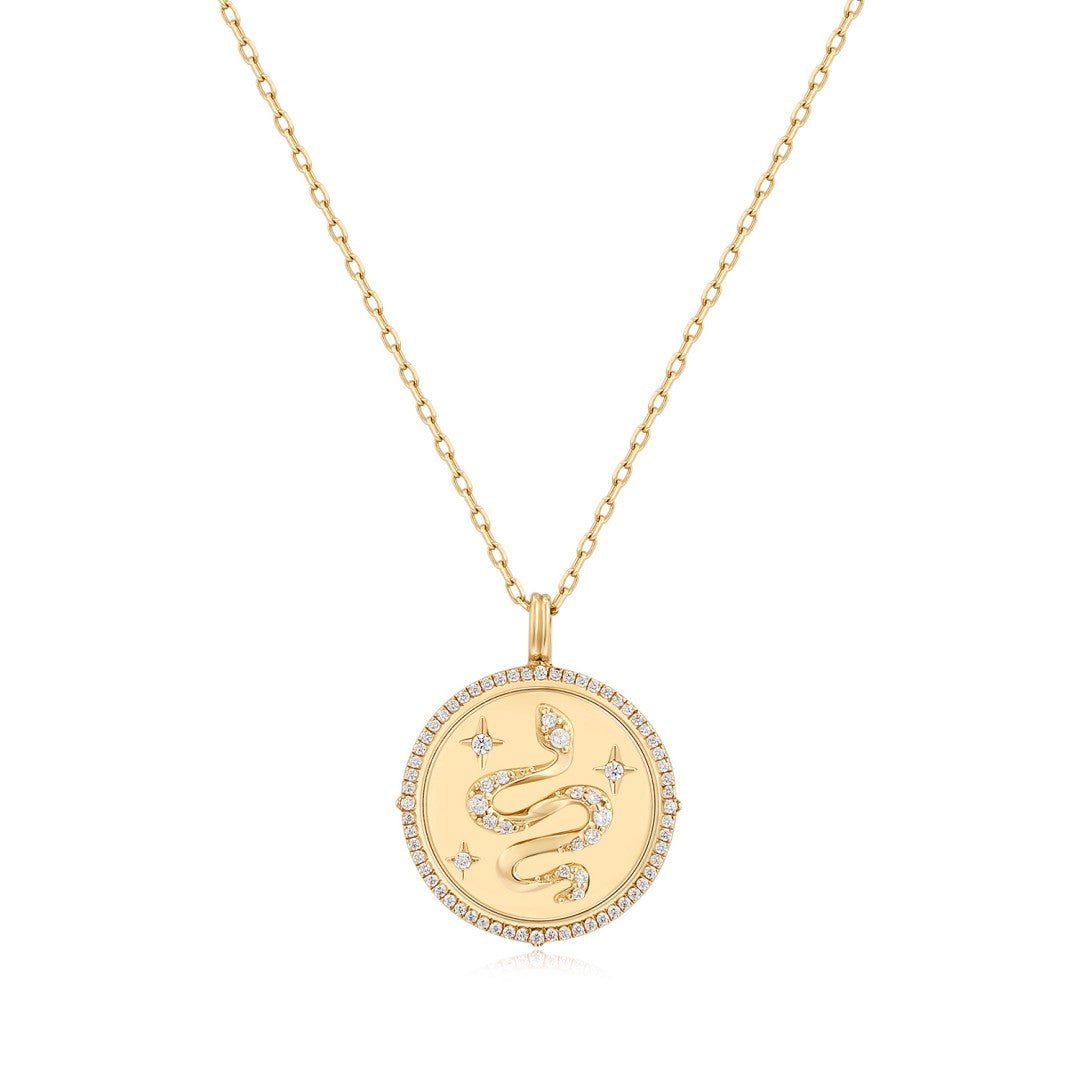 Lab-Grown Diamond Snake Medallion Necklace