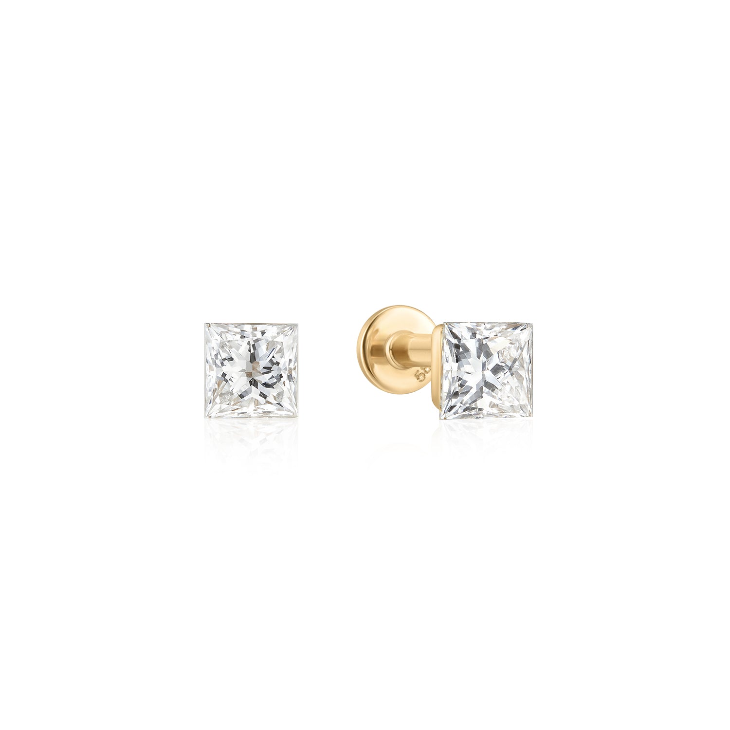 Princess Lab-Grown Diamond Flat Back Piercing Stud