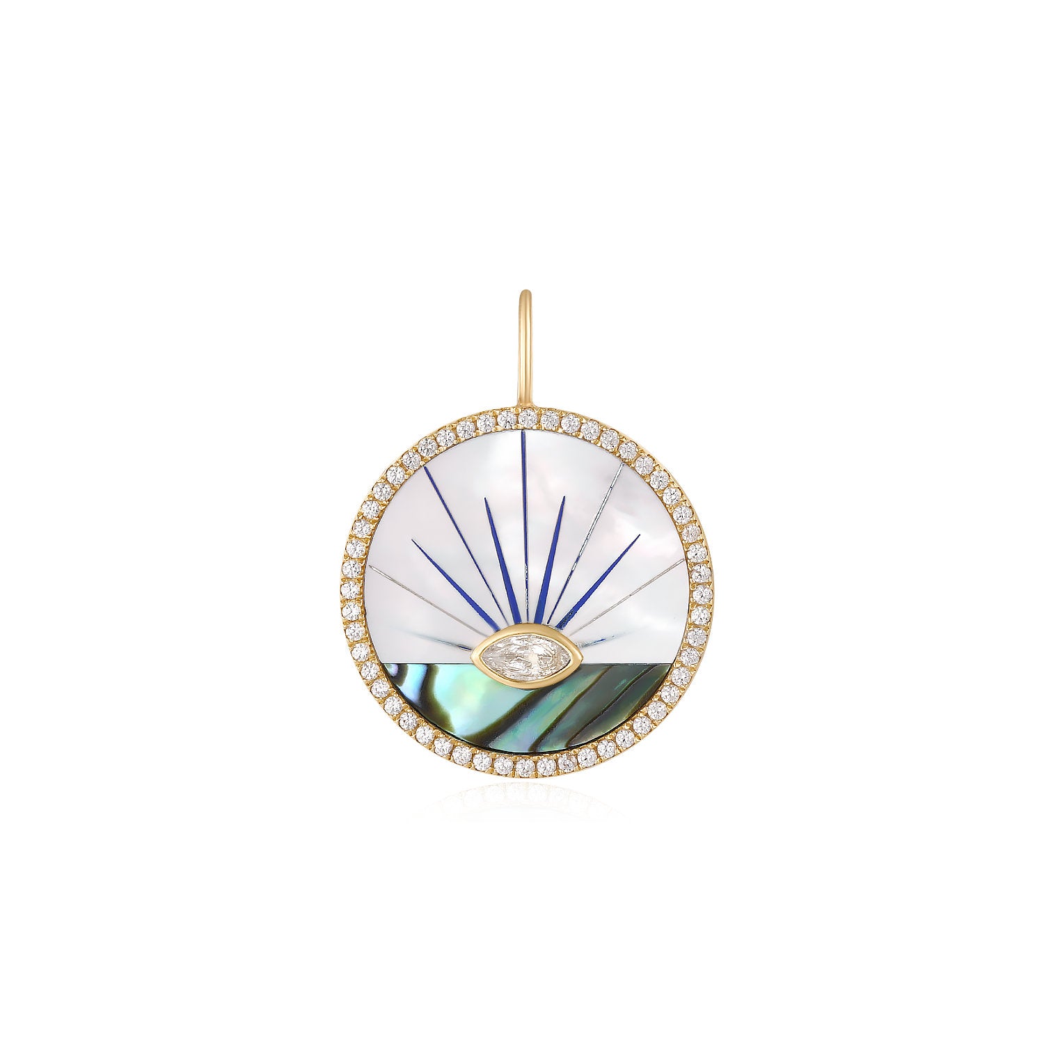 Mother-of-Pearl & Abalone Shell Medallion Pendant