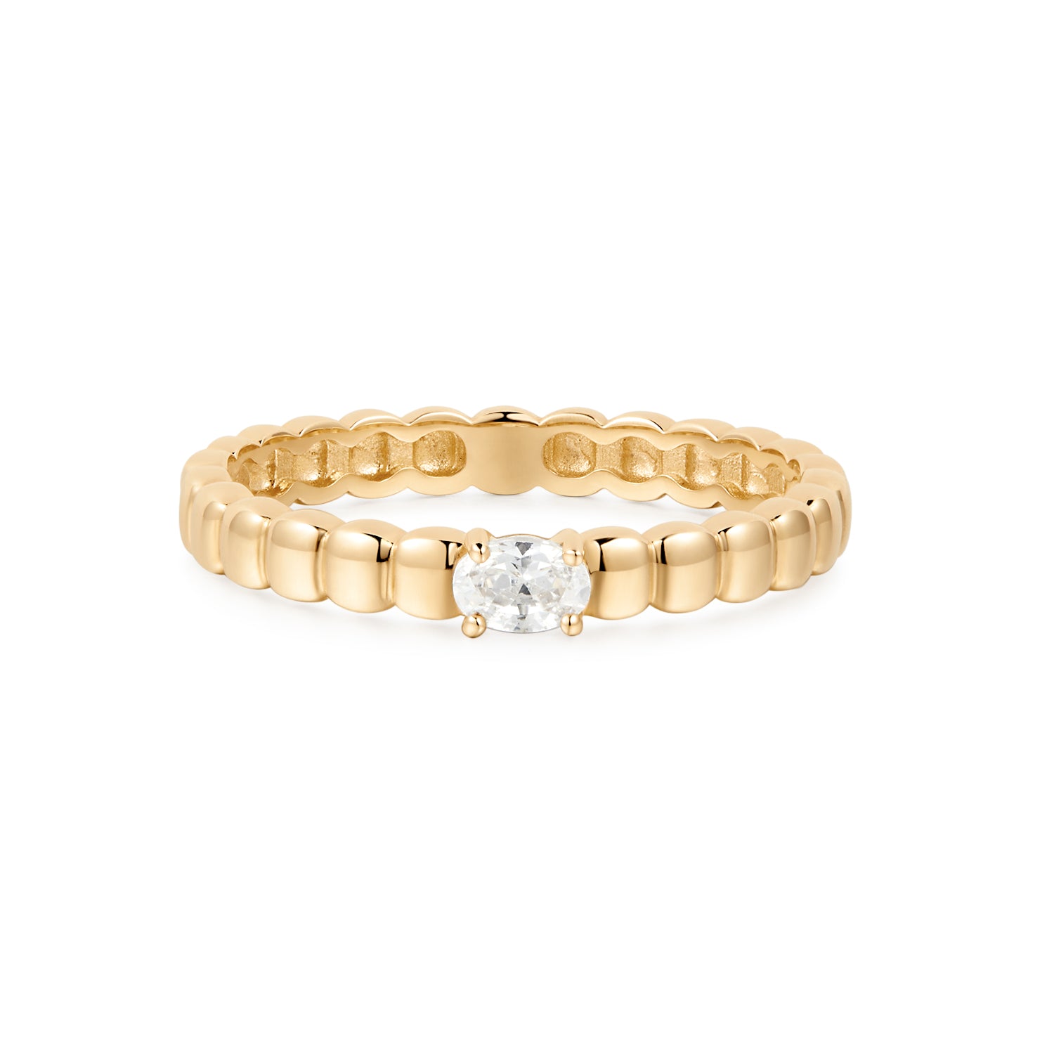 Oval Lab-Grown Diamond Ribbed Band Ring