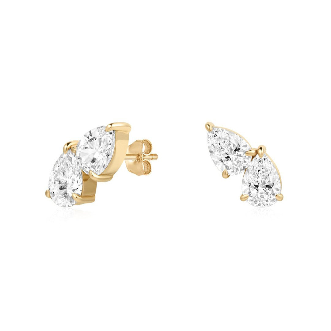Double Pear Lab-Grown Diamond Stud Earrings