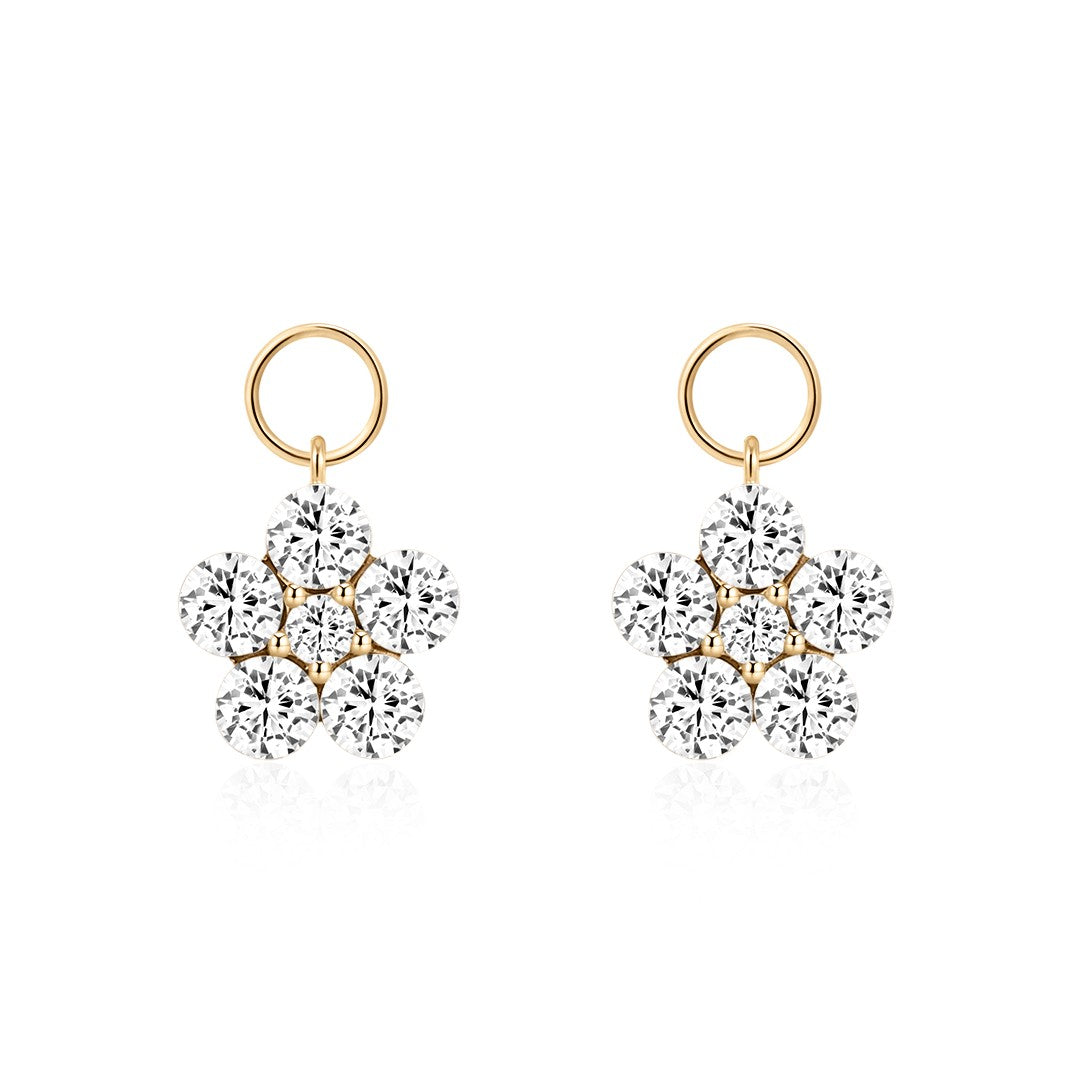 Round Lab Grown Diamond Flower Charm