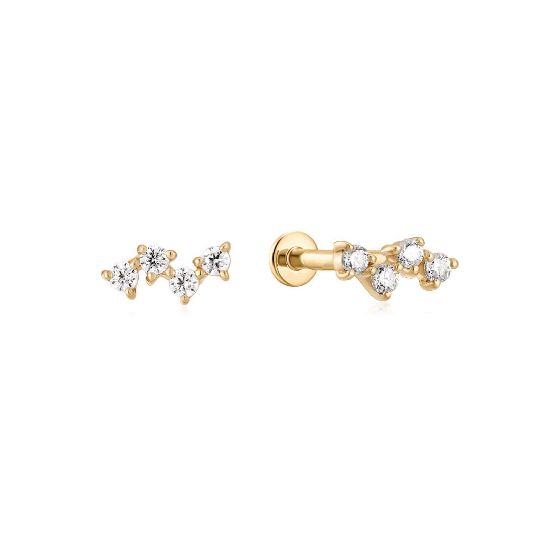 Curved Lab-Grown Diamond Cluster Flatback Stud