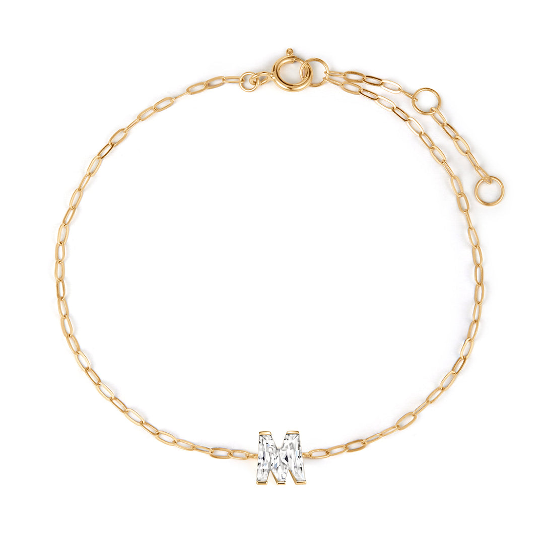 Fancy-Cut Lab Diamond Initial M Bracelet