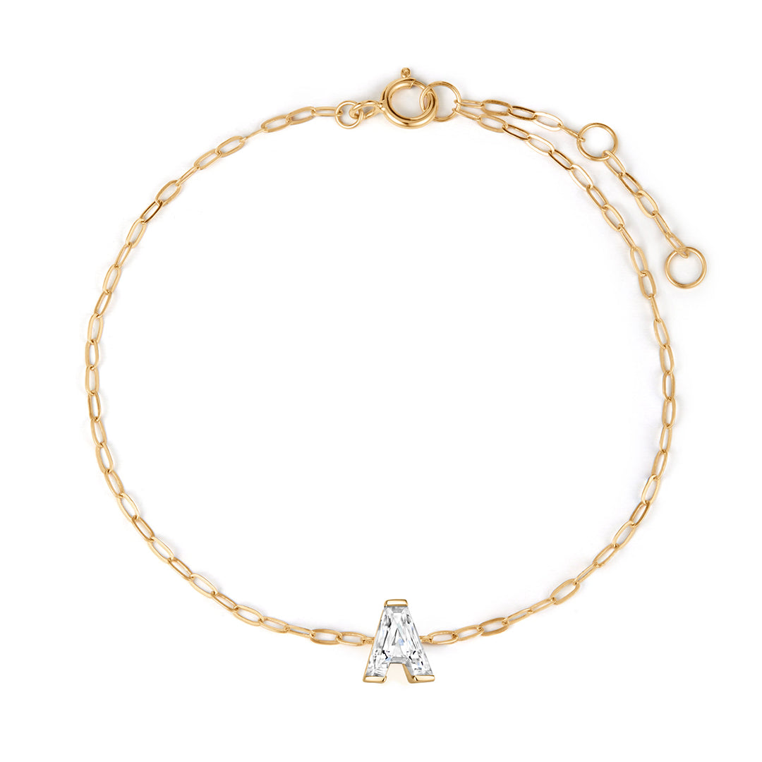 Fancy-Cut Lab Diamond Initial A Bracelet