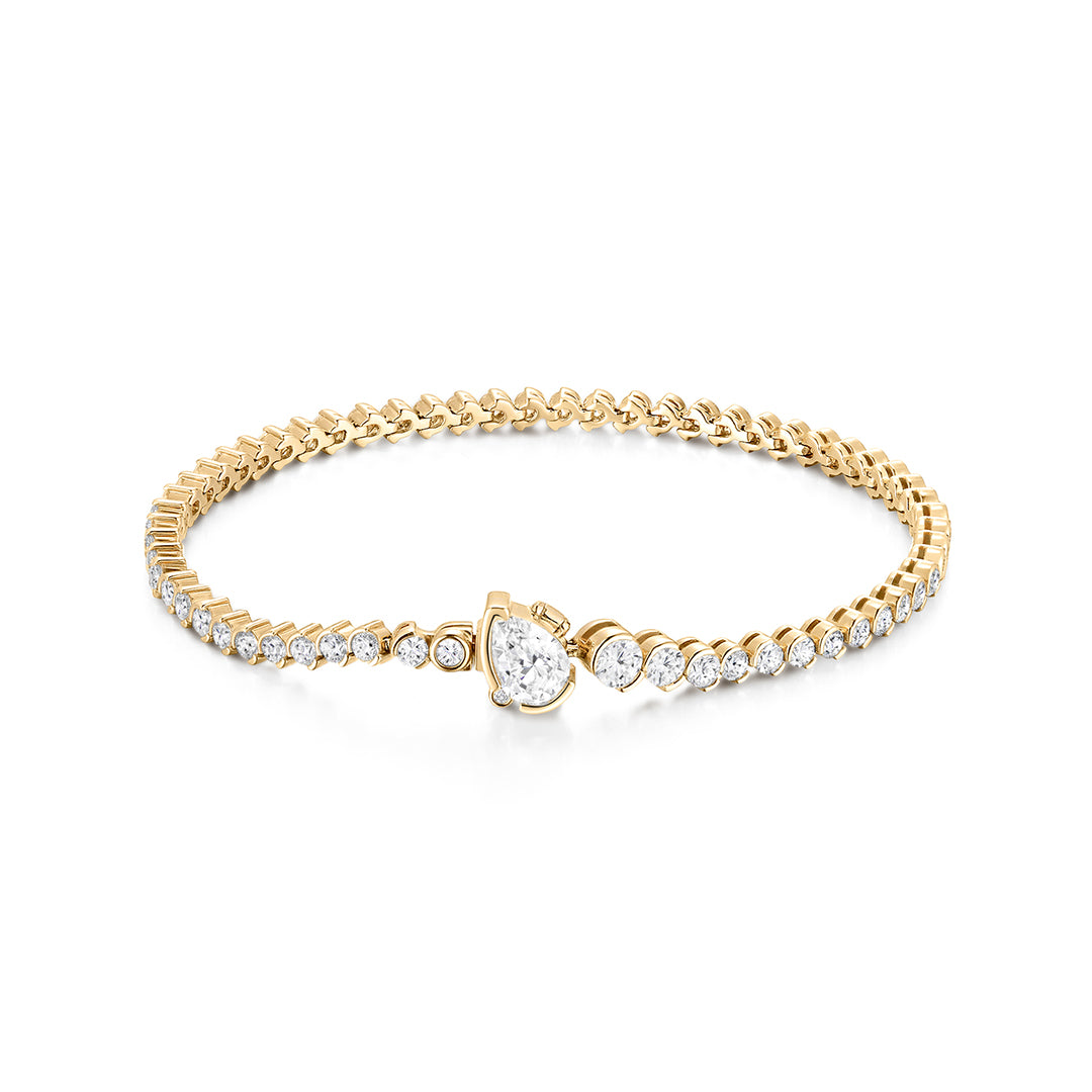 Pear-Clasp Lab-Grown Diamond Tennis Bracelet