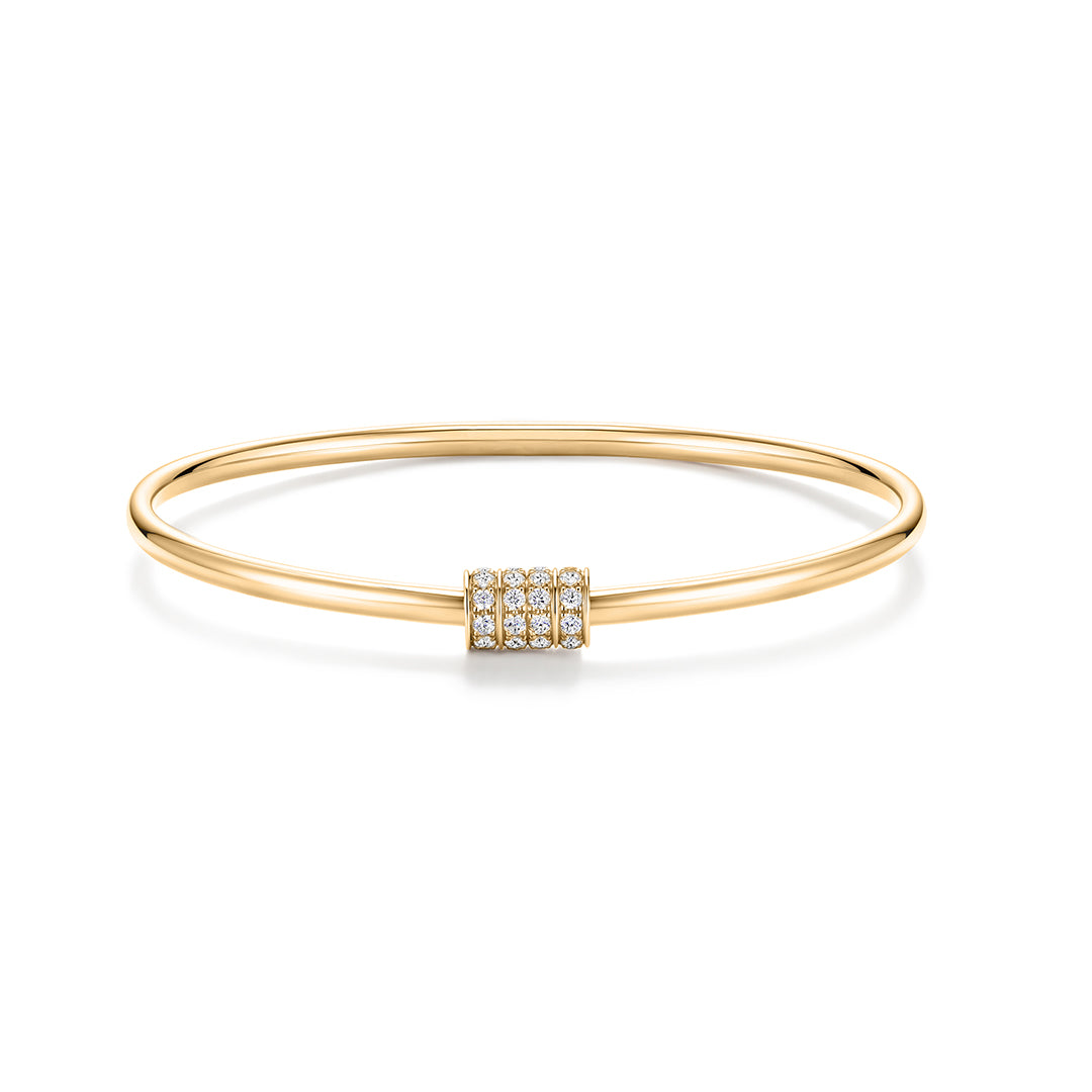 Round Lab-Grown Diamond Gold Bangle Bracelet