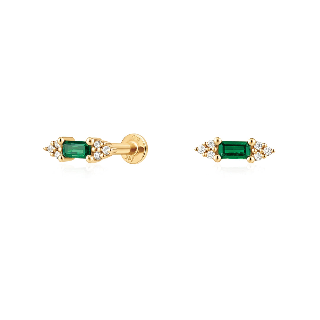 Lab-Grown Emerald Flatback Stud