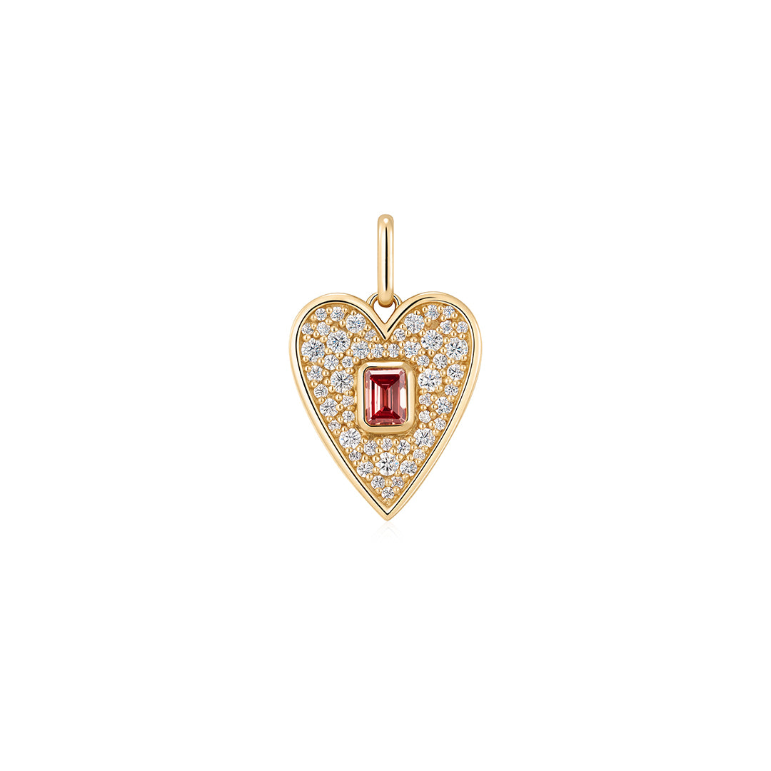 Pink Lab-Grown Diamond Heart Pavé Charm