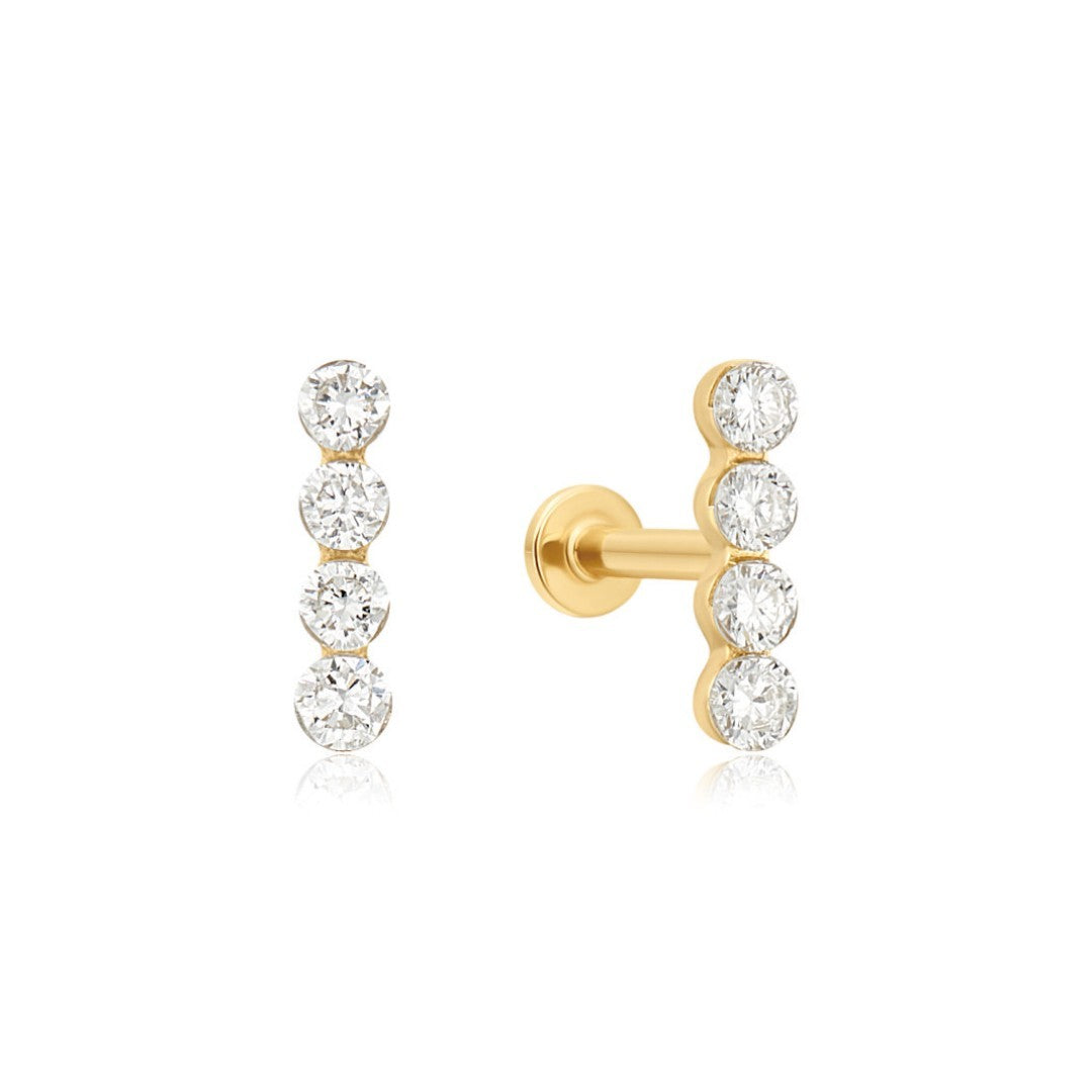 Invisible-Set Lab-Grown Diamond Vertical Flat Back Stud