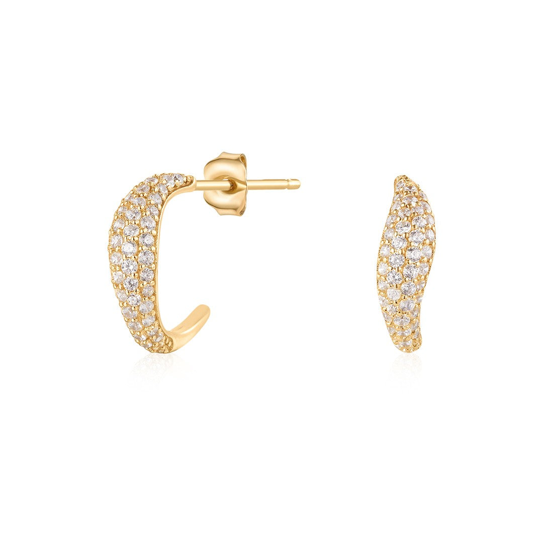 Round Lab-Grown Diamond Pavé Teardrop Huggie Earrings
