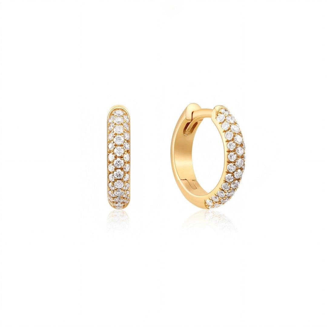 Triple Row Lab Diamond Huggie Earrings