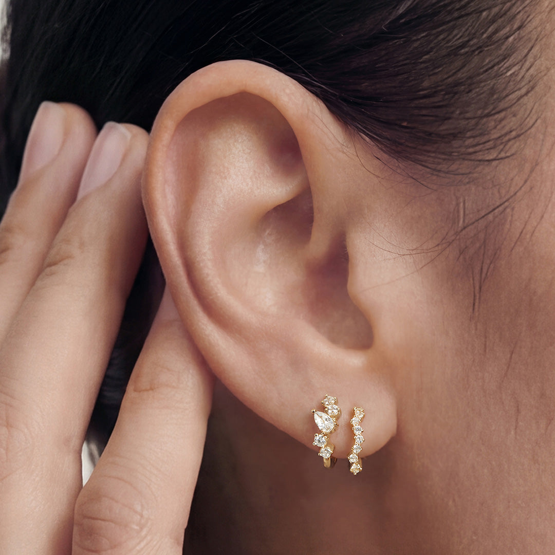 Round Lab-Grown Diamond Prong-Set Huggie Hoop Earrings