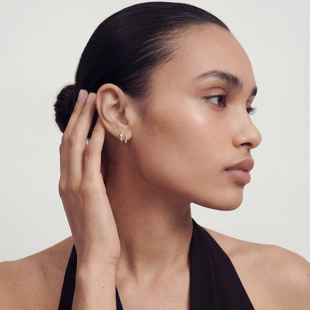 Round Lab-Grown Diamond Prong-Set Huggie Hoop Earrings