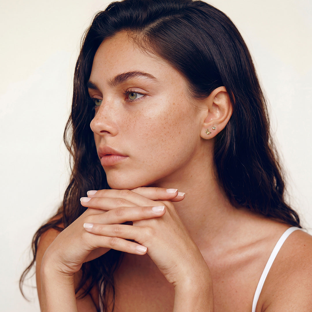 Tension-Set Baguette Lab-Grown Diamond Trio Stud Earrings