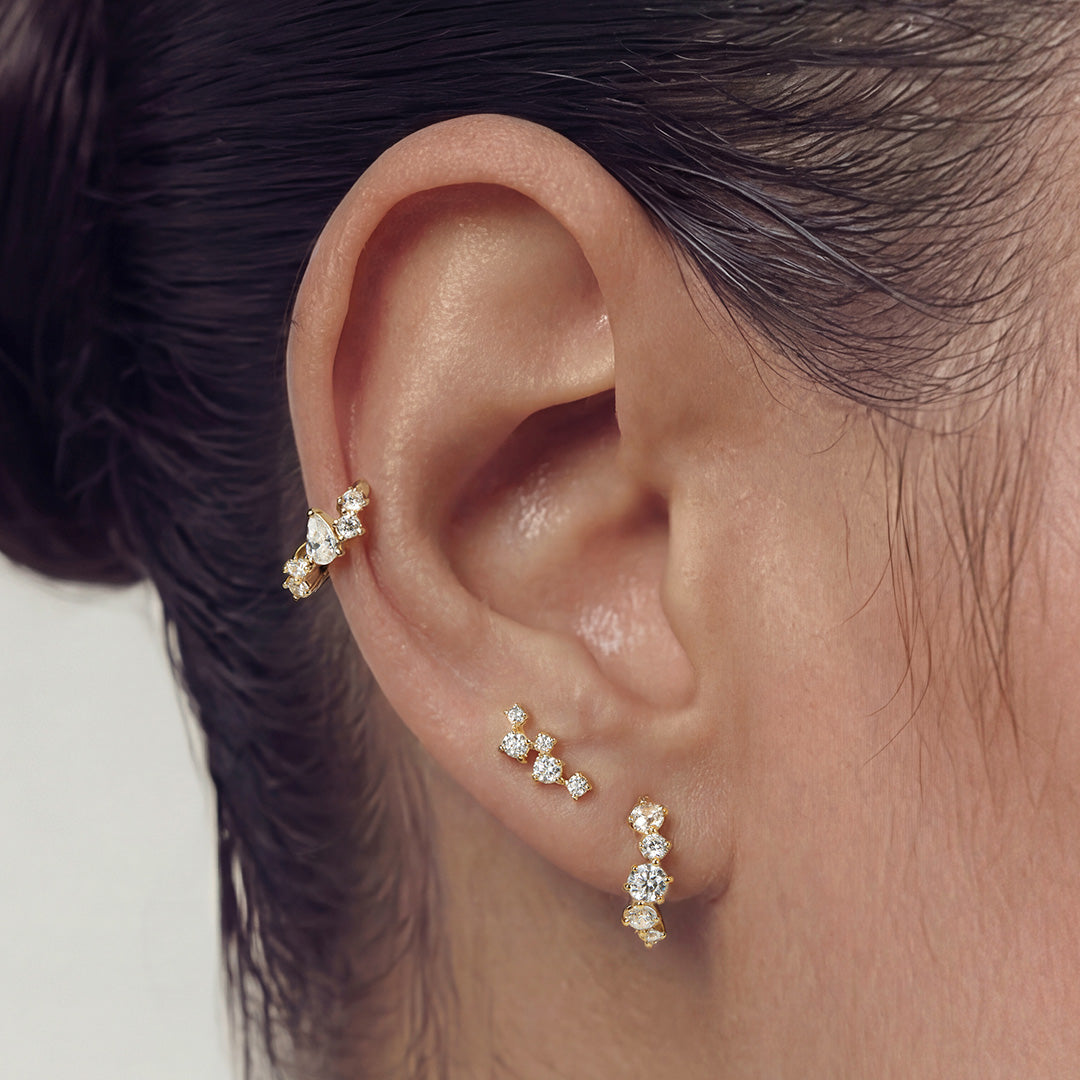 Graduated Lab-Grown Diamond Huggie Earrings