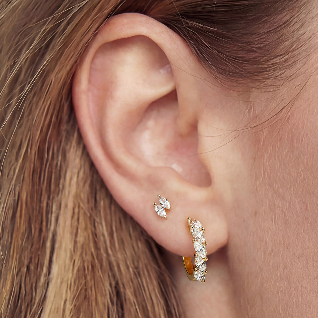 Lab-Grown Diamond Marquise Cluster Huggie Earrings