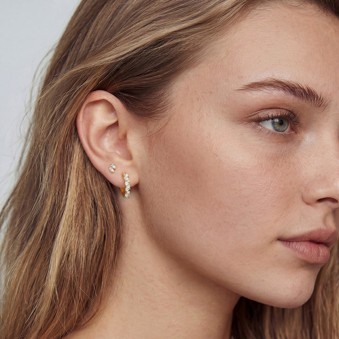 Lab-Grown Diamond Marquise Cluster Huggie Earrings