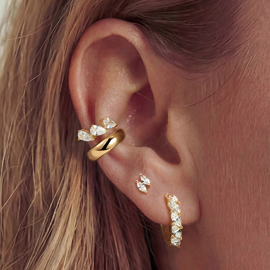 Lab-Grown Diamond Marquise Cluster Huggie Earrings