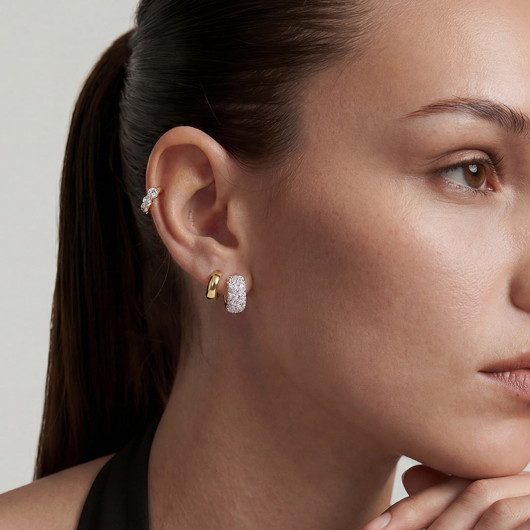 Pavé Dome Lab-Grown Diamond Huggie Earrings