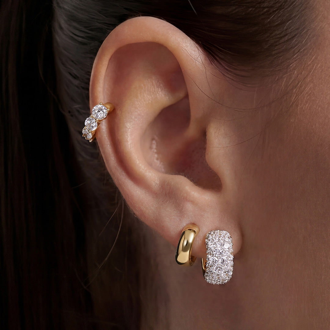 Pavé Dome Lab-Grown Diamond Huggie Earrings