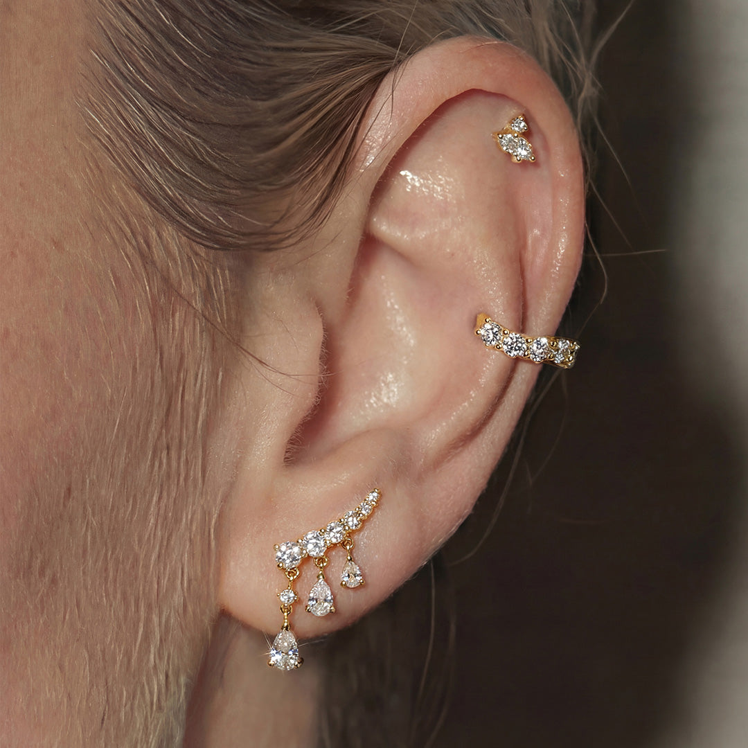 Marquise & Round Lab-Grown Diamond Flat Back Piercing Stud