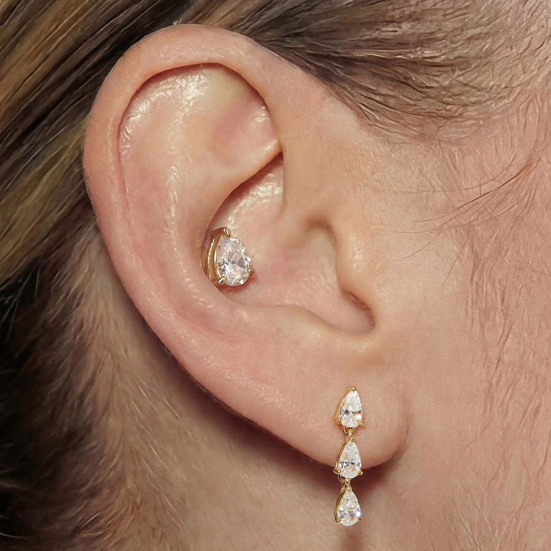 Lab-Grown Diamond Triple Pear Drop Earrings