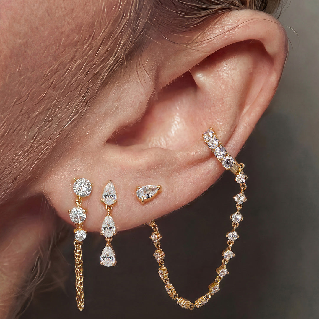 Lab-Grown Diamond Triple Pear Drop Earrings