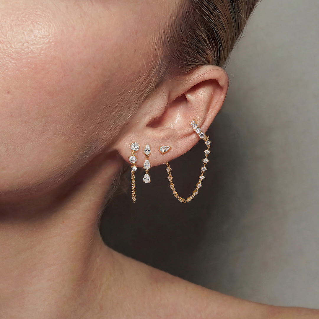 Lab-Grown Diamond Triple Pear Drop Earrings