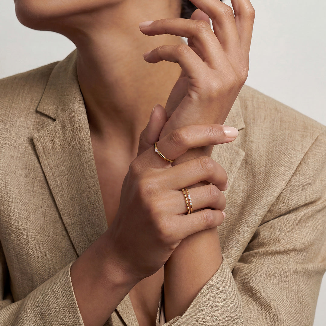Baguette & Round Lab-Grown Diamond Stacking Ring