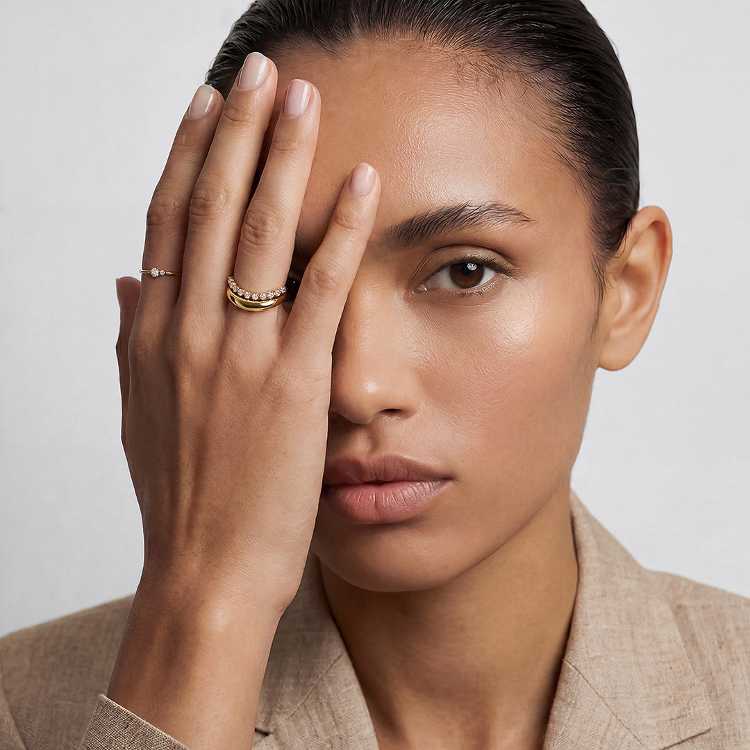 Round Lab-Grown Diamond Open Bezel Stacking Ring