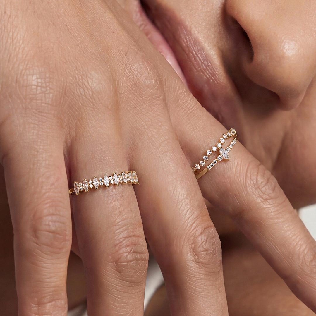 Marquise & Round Lab-Grown Diamond Delicate Stacking Ring