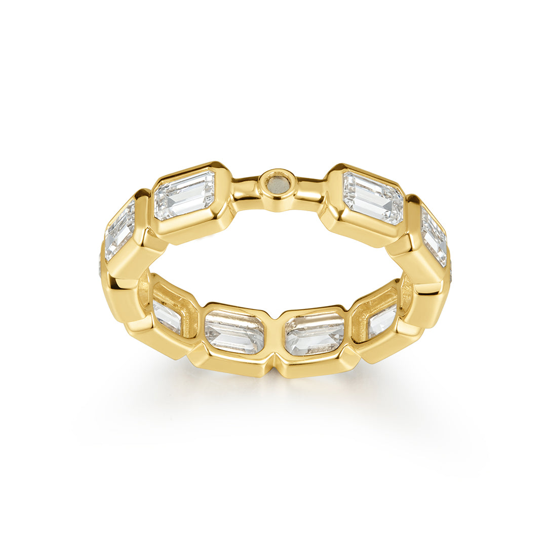 Bezel-Set Emerald-Cut Side Stone Peg Shank