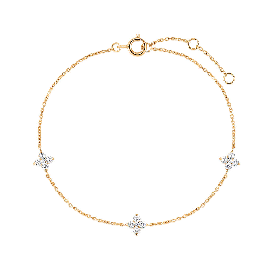 Prong-Set Round Lab-Grown Diamond Four-Leaf Clover Bracelet