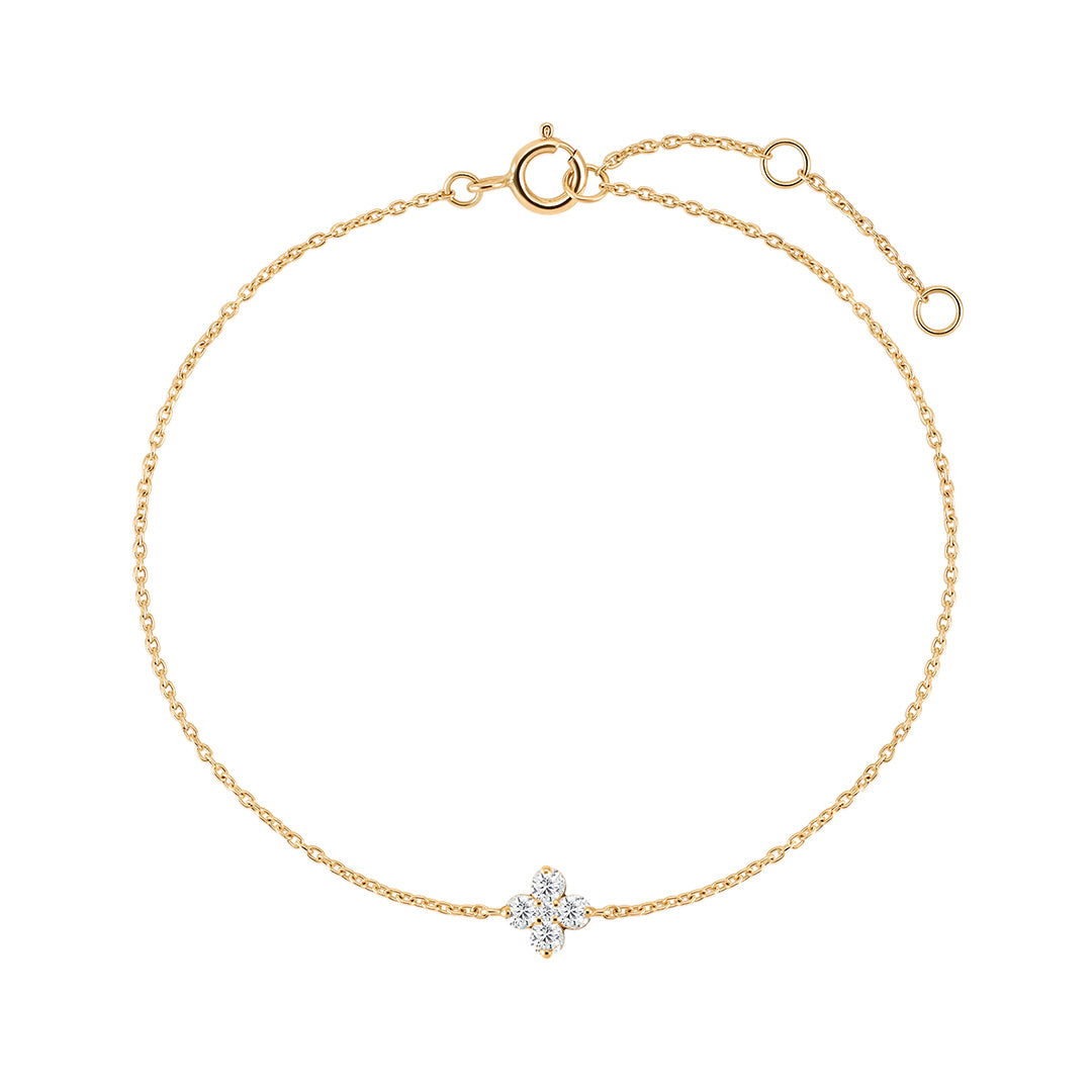Minimal Round Lab-Grown Diamond Four-Leaf Clover Bracelet