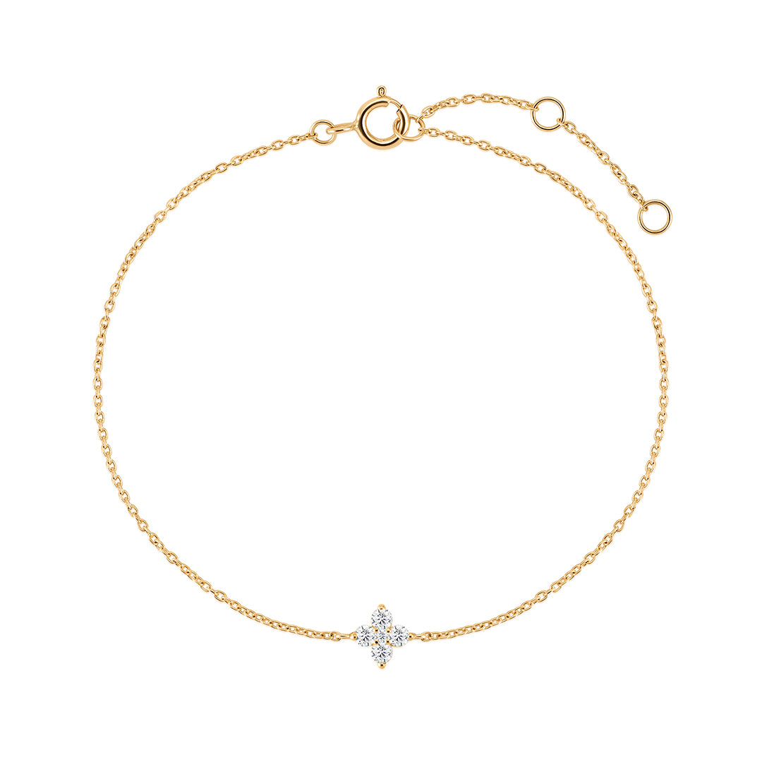 Dainty Floral Bracelet with Lab-Grown Diamond Accent