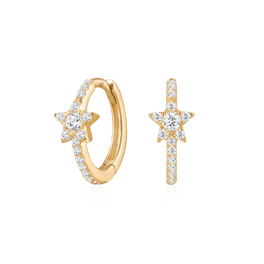 Lab-Grown Diamond Pavé Star Huggie Earrings