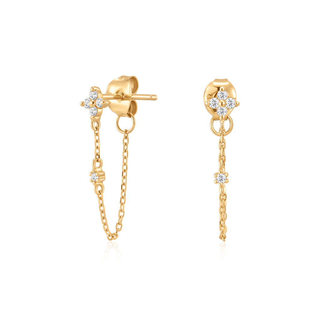 Gold Lab-Grown Diamond Ear Party Chain Earrings