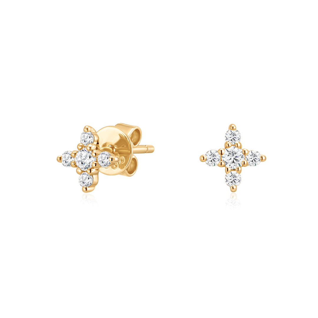 Lab-Grown Diamond Round Cluster Studs with Butterfly Backs