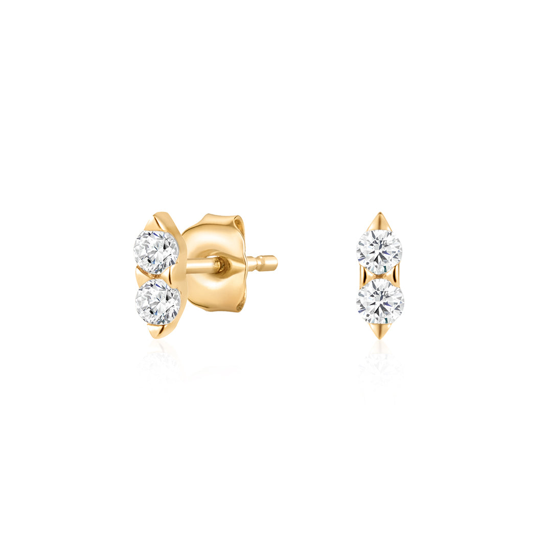 Double Round Lab-Grown Diamond Stud Earrings with Butterfly Backs
