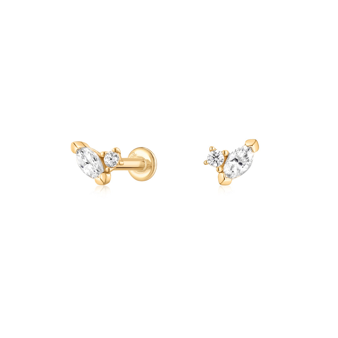 Gold Marquise Lab-Grown Diamond Accent Flat Back Studs