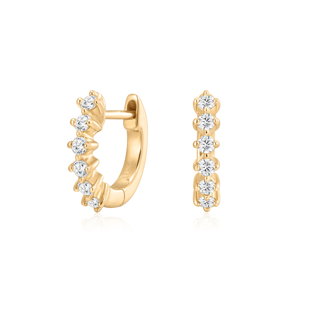 Gold Huggie Earrings with 1.5 mm Round Lab-Grown Diamonds