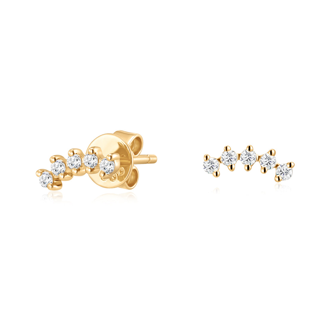 0.12ct Lab-Grown Diamond Ear Climber Stud Earrings